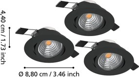 Eglo 902281 – Set 3× LED SALICETO, plafonieră dimabilă, 6,4W, 230V, Ø8,8 cm, negru