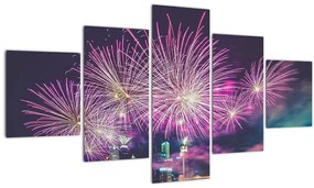 Tablou cuoraș nocturn cu artificii (125x70 cm), în 40 de alte dimensiuni noi