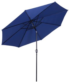 Outsunny Umbrela de Gradina Φ300cm cu Manivela si care se Inclina cu Stalp Demontabil, Metal si Poliester Albastru