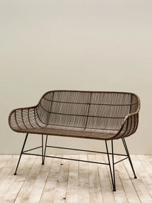 Bancheta natur, din rattan, Cappuccino