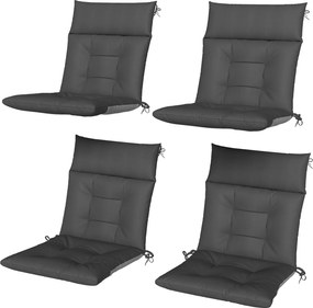 Outsunny Set de 4 perne pentru scaune de grădină impermeabile și antiderapante cu spătar și curele 112x53 cm Gri Închis | Aosom Romania