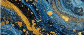Tablou - Abstracție albastră cu aur (120x50 cm)