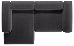 Colțar gri închis cu tapițerie din catifea reiată (cu colț pe partea stângă/cu șezlong) Bergamo – Cosmopolitan Design