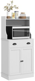 HOMCOM Dulap mobilier cuptor cu microunde pentru bucătărie cu spațiu deschis 1 sertar și dulap cu 2 uși 61 x 35 x 125,4 cm alb | Aosom Romania
