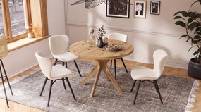 MAZZONI EXPORT ALTEA Crem (țesătură Monza 90) / picioare negre – SCAUN MODERN TAPIȚAT CU BOUCLÉ PENTRU LIVING, SUFRAGERIE ȘI BUCĂTĂRIE