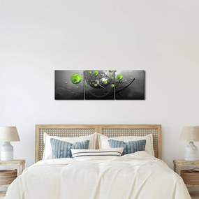 Tabloul cu bile abstracte verzi (cu ceas) (90x30 cm)