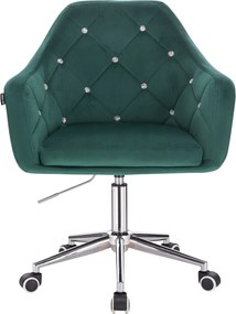 HR830CK Scaun Verde Catifea cu Bază Cromata