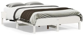 842719 vidaXL Cadru de pat, alb, 135x190 cm, lemn masiv de pin