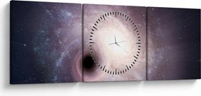 Tablou - Galaxii spiralate (cu ceas) (90x30 cm)