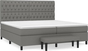 vidaXL Pat box spring cu saltea, gri închis, 200x200 cm, textil