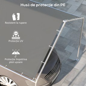 Outsunny Acoperiș Carport 10 x 20 ft, Husă de Schimb Rezistentă la UV cu Corzi Elastice, Gri Închis | Aosom Romania