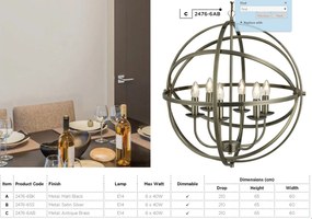 Lustra suspendata stil traditional Orbit alama antic 2476-6AB SRT