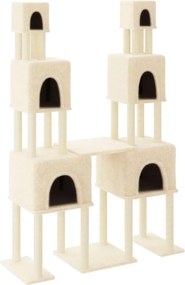 vidaXL Ansamblu de pisici cu stâlpi din funie de sisal, crem, 199 cm