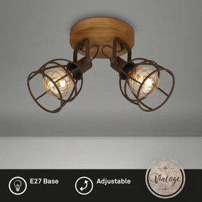 Spot Brilo VINTAGE 2xE27/25W/230V maro