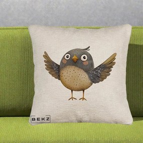 Perna Decorativa Pasare cu Aripi Intinse, 40x40 cm, Bej Canapea, Husa Detasabila, Perna Inclusa, BEKZ®