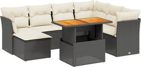 vidaXL Set mobilier de grădină cu perne, 8 piese, negru, poliratan