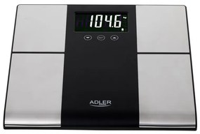Cantar corporal Adler AD 8165, Pana la 225 kg, Memorie pana la 10 utilizatori, Afisaj LCD, 3 x AAA, Inox/Negru