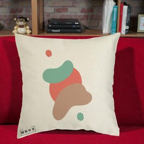 Perna Decorativa Abstract Forme Fluide Coral, 40x40 cm, Ecru, Husa Detasabila, Perna Inclusa, BEKZ®