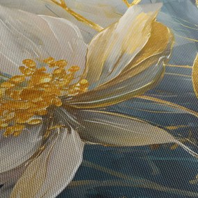 Tablou - Pictura de flori de aur (cu ceas) (90x30 cm)