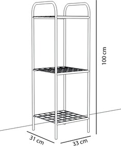 Etajera metal pentru flori 3 rafturi Decor Homs 33 x 100 x 31 cm, negru