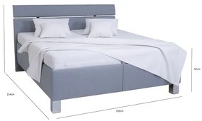 Pat tapițat ALIS 180x200 cm, gri deschis, cu spațiu de depozitare, fără saltea