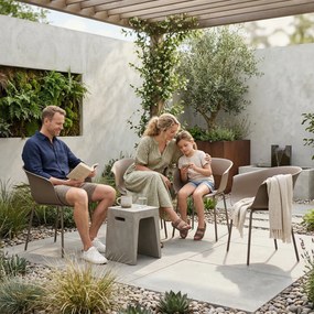 Outsunny Scaune de grădină Set 4 buc ergonomice pentru balcon cu design decupaj cotiere rezistente la intemperii Cafeniu | Aosom Romania