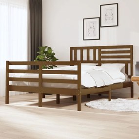 3101101 vidaXL Cadru de pat, maro miere, 160x200 cm, lemn masiv