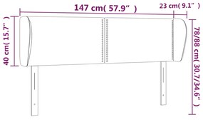 Tablie de pat cu aripioare maro inchis 147x23x78 88 cm textil 1, Maro inchis, 147 x 23 x 78 88 cm