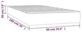 Saltea de pat cu arcuri, alb, 90x190x20 cm, piele ecologica Alb, 90 x 190 cm