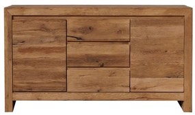 Comoda natur, din lemn de stejar, cu 3 sertare si 2 usi, aspect rustic, Newhill