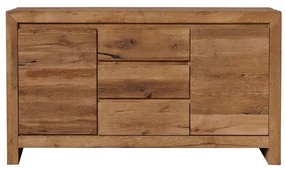 Comoda natur, din lemn de stejar, cu 3 sertare si 2 usi, aspect rustic, Newhill