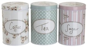 Set 3 cutii depozitare metalice Flowers Romantic