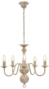 Candelabru antichizat, alb, becuri E14 x 5