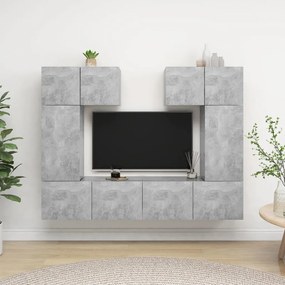 3079118 vidaXL Set de dulapuri TV, 6 piese, gri beton, lemn prelucrat