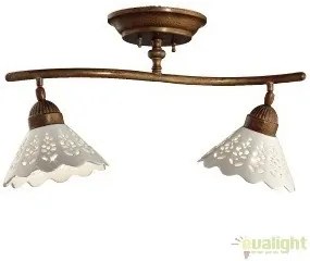 Plafonier rustic cu 2 brate fabricat manual Fiori di Pizzo 065.22.OC