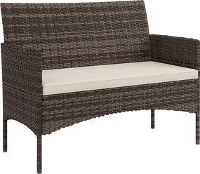 Outsunny Canapea de Grădină 2 Locuri cu Perne și Tampoane Antiderapante, din Ratan și Oțel, 115x63x85 cm, Bej | Aosom Romania