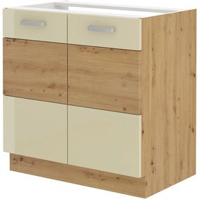 Dulap inferior de bucătărie Arryn 80 ZL 2F BB (Stejar artisan + Crem lucios). 1024717