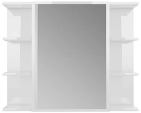 Dulap de baie cu oglinda, alb extralucios, 80x20,5x64 cm, PAL Alb foarte lucios