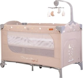Patut pliant transformabil in tarc copii NOVOKIDS™ Onceuponatime NEST, 62X125 cm, 2 Niveluri, Jucarie Carusel muzical, Fermoar acces lateral, Bej