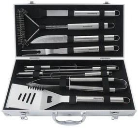 Set de 11 ustensile de grătar Klausberg KB 7901, Geantă de transport, Mânere ergonomice, Oțel inoxidabil, Inox