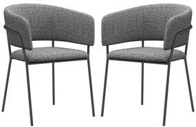HOMCOM Lot de 2 scaune de dining picioare din oțel, șezut tapitat în material textil aspect lin, gri | Aosom Romania
