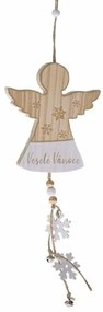 Înger suspendat din lemn, 28 cm