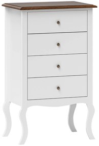 HOMCOM Cămin de Dormitor cu 4 Sertare Design Anti-răsturnare Coteț pentru Sufragerie Hol 60x40x98,5 cm Alb și Stejar | Aosom Romania