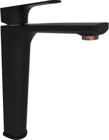 Baterie lavoar inalta Rubineta Modena monocomanda finisaj negru mat-rose gold