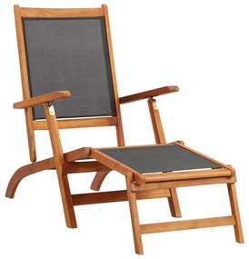 vidaXL Scaun șezlong de exterior, lemn masiv de acacia și textilenă