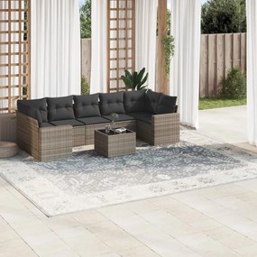 vidaXL Set canapele de grădină cu perne, 8 piese, gri, poliratan