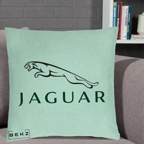Perna Personalizata cu emblema Jaguar, 40x40 cm, Verde Menta, Husa Detasabila, Perna Inclusa, BEKZ®