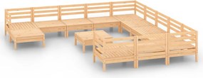 vidaXL Set mobilier de grădină, 13 piese, lemn masiv de pin