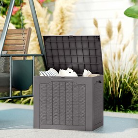 Outsunny Cufăr de depozitare exterior 93L cu mânere încastrate, cufăr de depozitare etanș 56 x 41 x 50 cm, maro | Aosom Romania