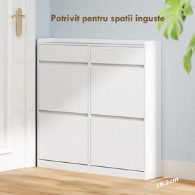HOMCOM Dulap pentru Pantofi cu 4 Sertare Rabatabile și 2 Sertare Glisante Alb | Aosom Romania